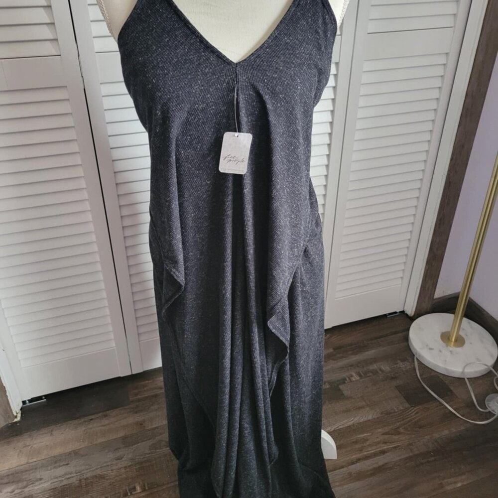 Positano Maxi Dress by Free People Size Small in Marled Charcoal